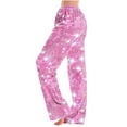 thumbnail image 1 of LEBONYARD Womens Pants with Pockets,Clearance Pants for Women under $10,Women's Home Pocket Print Pajamas Daily Home Clothes Long Pants Hot Pink L, 1 of 4