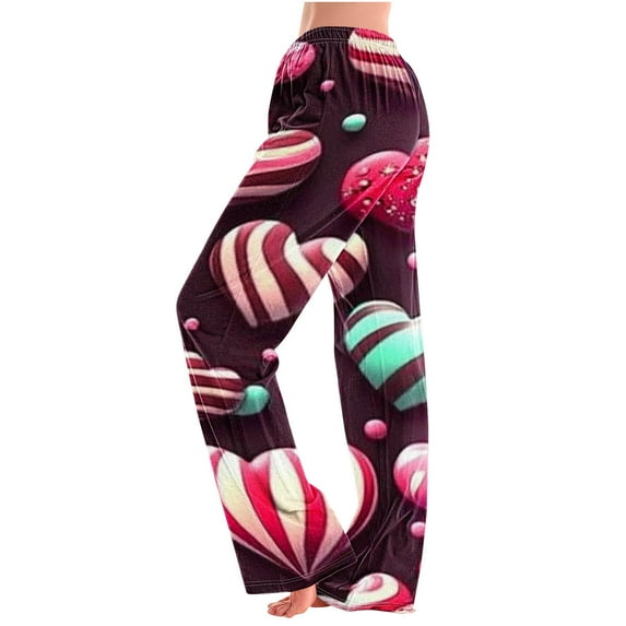 LEBONYARD Womens Pants with Pockets,Clearance Pants for Women under $10,Women's Home Pocket Print Pajamas Daily Home Clothes Long Pants Pink S