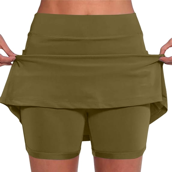LEBONYARD Womens Plus Size Clearance $5,Women's Lightweight Performance Yoga Skort,Women's New Color Mid-waist Skirt Pants Sports Shorts Bottoming Skirt Pants Army Green S