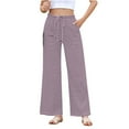thumbnail image 1 of LEBONYARD Womens Plus Size Clearance $5,Womens High Waisted Dress Pants Long Wide Leg,Women's Summer High Waisted Wide Leg Pants Stripe Matching Yoga Gym Long Pants Purple S, 1 of 4