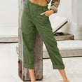 thumbnail image 1 of LEBONYARD Womens Plus Size Clearance $5,Womens Pants Elastic Waist New Trendy,Women Casual Solid Color Pockets Buttons Elastic Waist Comfortable Straight Pants Army Green XXXL, 1 of 5