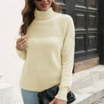 thumbnail image 1 of LEBONYARD Womens Plus Size Clearance $5,Womens Sweaters Pullover Winter & Fall,Women's Raglan Sleeve Turtleneck Sweater Women's Loose and Winter Long-sleeved Sweater Beige S, 1 of 6