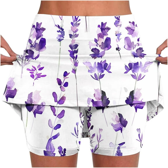 LEBONYARD Womens Plus Size Shorts,Women's Breathable Yoga Skort,Women's New Color Mid-waist Skirt Pants Sports Casual Shorts Bottoming Skirt Pants White S