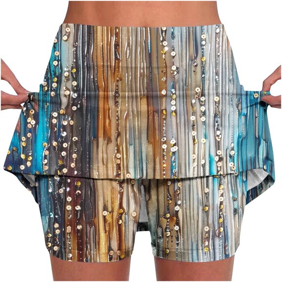 LEBONYARD Womens Plus Size Shorts,Women's New Color Mid-waist Skirt Pants Sports Shorts Bottoming Skirt Pants Multicolor S