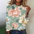 thumbnail image 1 of LEBONYARD Womens Shirts Long Sleeve,Long Sleeve Shirts for Women Fashion Deals,Fashion Women Casual Long Sleeve Printing Round Neck Loose T-Shirt Blouse Tops Sky Blue M, 1 of 4