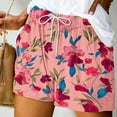 thumbnail image 1 of LEBONYARD Womens Shorts Clearance $5,Women Summer Printed Lace Up Elastic Pocket Casual Shorts Hot Pink S, 1 of 5