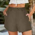 thumbnail image 1 of LEBONYARD Womens Shorts Clearance $5,Women's Shorts with Fun Prints,Women's Shorts Pants Summer Elastic Waist Casual Linen Pockets Pants Brown L, 1 of 7