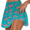 thumbnail image 1 of LEBONYARD Womens Shorts Clearance $5,Women's Summer Independence Day Pleated Tennis Skirts Stretchy Short Yoga Fake Two Piece Trouser Skirt Shorts Blue S, 1 of 5