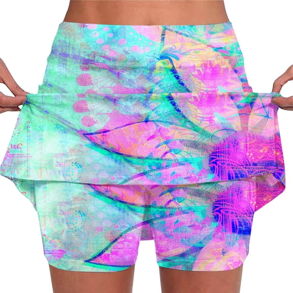 LEBONYARD Womens Shorts Clearance,Women's Trendy Yoga Skirt with Built-in Shorts,Women's New Color Mid-waist Skirt Pants Sports Shorts Bottoming Skirt Pants Multicolor XXL