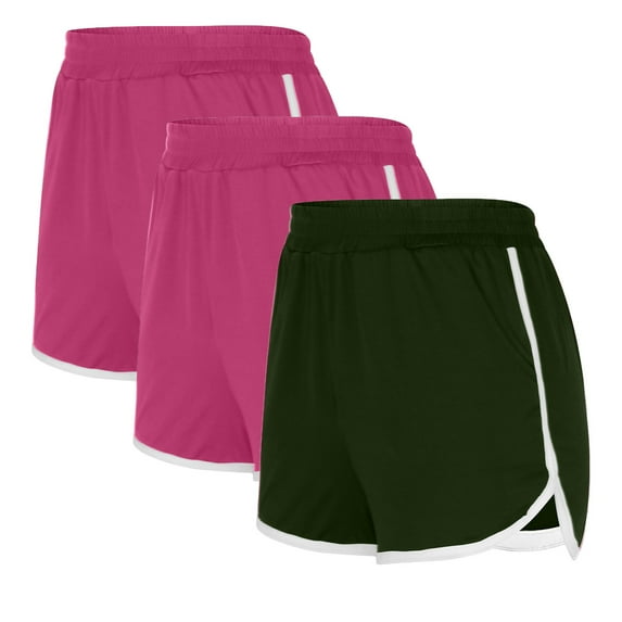 LEBONYARD Womens Shorts Plus Size,Women's Casual Shorts for Comfortable Wear,,3PCS Solid Color Shorts for Women Casual Loose Comfy Elastic Waist Yoga Athletic Short Pants Trendy Beach Shorts