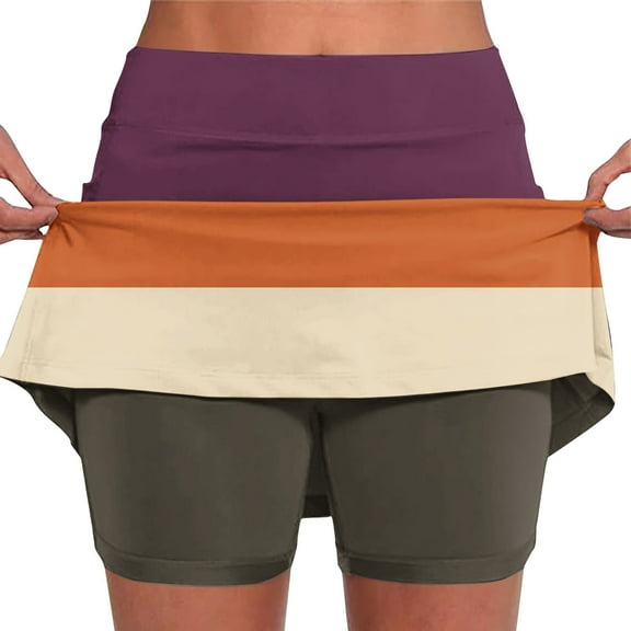 LEBONYARD Womens Shorts Plus Size,Women's Flowy Yoga Skort,Women's New Patchwork Mid-waist Skirt Pants Sports Casual Shorts Bottoming Skirt Pants Army Green L
