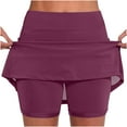 thumbnail image 1 of LEBONYARD Womens Shorts Skirt,Women's Stylish Yoga Skirt with Shorts,Women's New Color Mid-waist Skirt Pants Sports Shorts Bottoming Skirt Pants Wine XXXXL, 1 of 6