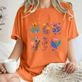 thumbnail image 1 of Summer Tops for Women LEBONYARD Womens Summer Clothes,Womens Tops Trendy fashion deals,Women's Fashion Summer Round Neck Drop Sleeves Leisure Short Sleeve Flower Printing Tops Orange M, 1 of 7