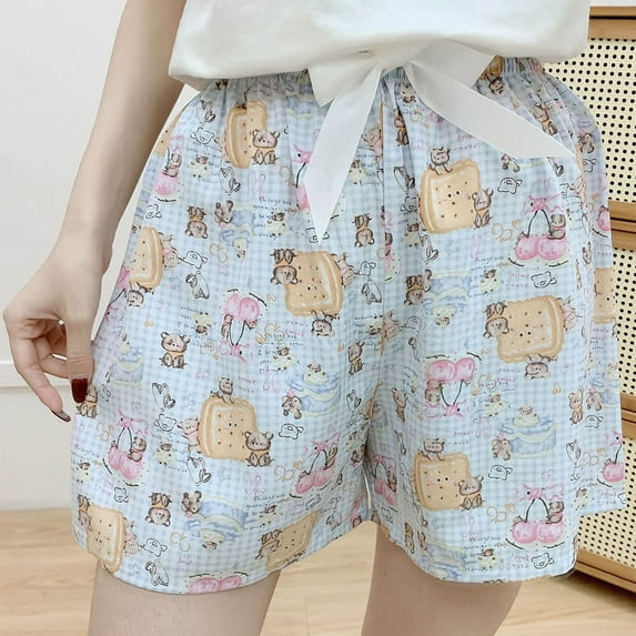 LEBONYARD Womens Summer Shorts Clearance under $10,Women's Shorts with a Flattering Fit,Women's Printed Shorts Thin Casual Sleepwear Shorts Home Shorts Sports Wearable Shorts Blue Free Size