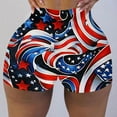 thumbnail image 1 of LEBONYARD Womens Summer Shorts Clearance under $10,Women's Shorts with Fun Prints,Women's Independence Day High-waisted Summer Print Leggings Beach Shorts Red M, 1 of 6