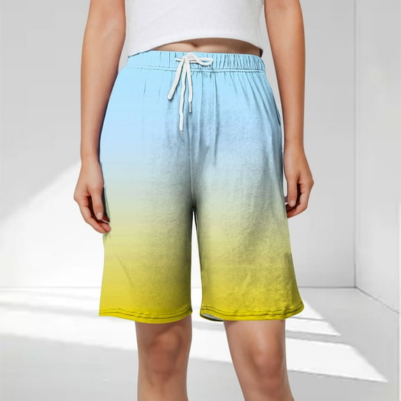 LEBONYARD Womens Summer Shorts Clearance under $10,Women's Shorts in Popular Designs,Women's Fashionable Printed Home Shorts with Elastic Waistband Drawstring and Side Pockets for Wear Blue XXXXXL
