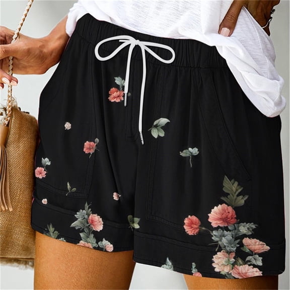 LEBONYARD Womens Summer Shorts Clearance under $10,Women's Shorts with a Stylish and Modern Twist,Women's Summer Printed Pocket Bandage Shorts Casual Pants Multicolor S