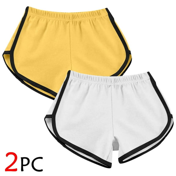 LEBONYARD Womens Summer Shorts Clearance under $10,2pcWomen Casual Summer Sports Shorts Workout Yoga Shorts Active Shorts Yellow S