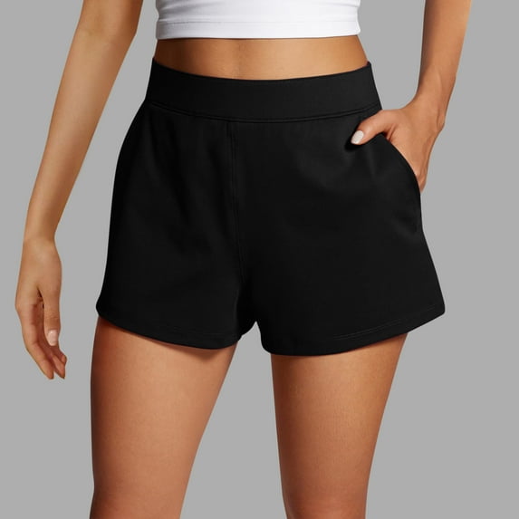 LEBONYARD Womens Summer Shorts Plus Size,Women Summer Solid Color Shorts Side Zipper with Pockets Black M