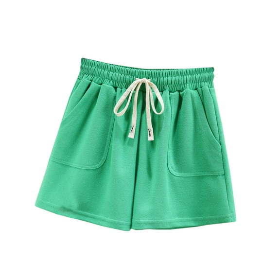 LEBONYARD Womens Summer Shorts,Women's Shorts for a Fresh and Modern Style,Women's Summer Solid Pocket Home Casual Sports Shorts Green XL