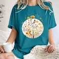 thumbnail image 1 of Plus Size Tops for Women LEBONYARD Womens Summer Tops Clearance under $5,Tops for Women Trendy,Women's Fashion Summer Round Neck Drop Sleeves Leisure Short Sleeve Flower Printing Tops Blue M, 1 of 7