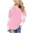 thumbnail image 1 of LEBONYARD Womens Sweaters Lightweight,Womens Tops Long Sleeve Dressy Casual,Women's Casual Loose Color Matching Round Neck T-shirt Top Long Sleeved Top/shirt Pink M, 1 of 5