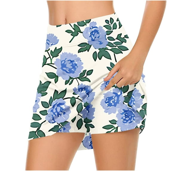 LEBONYARD Womens Tennis Skirts Printed,Ladies' Printed Mid Waist Sports and Leggings Multicolor XXL