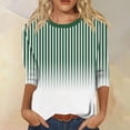 thumbnail image 1 of LEBONYARD Womens Tops 3/4 Sleeve Round neck,3/4 Sleeve Womens Tops,Women's Fashion Printed T-shirt 3/4 Sleeves Blouse Round Neck Casual Tops Green XXXL, 1 of 5