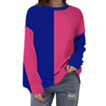 thumbnail image 1 of LEBONYARD Womens Tops Clearance under $10,Womens Tops Long Sleeve Plus Size,Women's Fashionable Casual Printed Round Neck Long Sleeve Pullover Top Sweatshirts Dark Blue L, 1 of 3