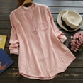 thumbnail image 1 of Going Out Tops for Women LEBONYARD Womens Tops Clearance under $5,3/4 Sleeve Sleeve Shirts for Women,Women's V-Neck Long Sleeve Loose Button Cotton and Linen Tunic Shirts Blouse Pink XXXXXL, 1 of 5