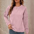 thumbnail image 1 of LEBONYARD Womens Tops Clearance,Women's New Ribbed Hoodie Casual Round Neck Pullover Long Sleeved Top Pink M, 1 of 6