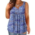 thumbnail image 1 of LEBONYARD Womens Tops Clearance under $5,Womens Tank Summer Printed Sleeveless Flared Trendy Casual Blouse Button Tunic Shirt Tops Dark Blue XXXL, 1 of 5