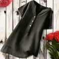 thumbnail image 1 of Plus Size Tops for Women LEBONYARD Womens Tops Dressy Casual,Tops for Women Dressy,Women's V-Neck Short Sleeve Loose Button Cotton and Linen Tunic Shirts Blouse Dark Gray XXXXXL, 1 of 4