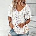 thumbnail image 1 of LEBONYARD Womens Tops Dressy Casual,Tops for Women Dressy Casual clearance,Women's Fashion Solid Color Short-sleeved V-neck Loose Casual Tops White M, 1 of 7