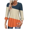 thumbnail image 1 of LEBONYARD Womens Tops Dressy Casual，Women's 3/4 Bell Shaped Sleeve Top Pleated V-neck Loose Fitting Dress Casual Shirt Trend Ruffle Sleeve Top Orange M, 1 of 4