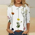 thumbnail image 1 of LEBONYARD Womens Tops Long Sleeve Clearance Fall Clothes,Women's Fashion Printed T-shirt 3/4 Sleeves Blouse Round Neck Casual Tops White XXL, 1 of 5