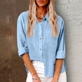 thumbnail image 1 of LEBONYARD Womens Tops Long Sleeve Dressy,3/4 Sleeve Length Sleeve Women's Shirts New Trendy,Womens Solid Color V Neck Loose Blouse Long Sleeve Casual Work Tunic Tops with Pocket Light Blue XXXXXL, 1 of 8