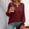 thumbnail image 1 of LEBONYARD Womens Tops Long Sleeve Fall Clearance,Women Striped Patchwork Knitted Sweater With Long Sleeved V-Neck Sweater Tops Wine XL, 1 of 6