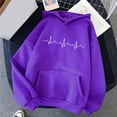 thumbnail image 1 of LEBONYARD Womens Tops Long Sleeve Plus Size,Blouses for Women 2024 Tops Clearance 50% off Clear,Women's Comfortable Sweater Heart Pattern Printed Women's Hooded Pocket Drawstring Sweater Purple L, 1 of 4