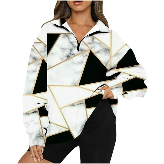 LEBONYARD Womens Tops Plus Size,Fall Fashion Plus Size Tops Clearance under $5 New Trendy,Womens Oversized Pullover Sweatshirt Quarter Trendy Hoodie Outfits Fall Clothes Dark White XL