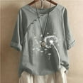 thumbnail image 1 of Plus Size Tops for Women LEBONYARD Tops for Women Trendy,Women's Cotton and Linen Printed T-shirt for Slimming and Personality Printing Top for Women's Clothing Gray XL, 1 of 6