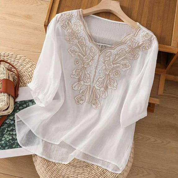 LEBONYARD Womens Tops Plus Size,Tops for Women Women's Casual Short Sleeve Round Neck Tops Summer Loose Tee Shirts Blouse White M