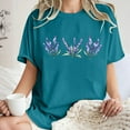 thumbnail image 1 of LEBONYARD Womens Tops Plus Size,Womens Tops Summer 2024 save up under 50%,Women's Fashion Summer Round Neck Drop Sleeves Leisure Short Sleeve Flower Printing Tops Blue XXL, 1 of 7