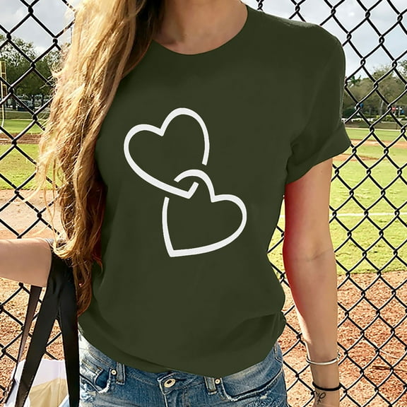 LEBONYARD Womens Tops Summer,Women Girls Plus Size Sunflower Print Tees Short Sleeve T Shirt Blouse Tops Army Green S