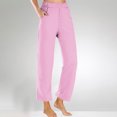 thumbnail image 1 of LEBONYARD Womens Trousers with Pockets,Womens Cropped Pants Gradient Summer Beach Pants Crop Wide Leg Pants Loose Yoga with Pockets Pink L, 1 of 5