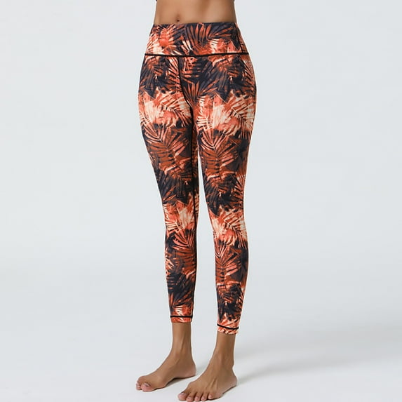 LEBONYARD Womens Yoga Pants Clearance,Women's Fashion Printed Yoga Pants High Stretch Sports Fitness Pants Red XL