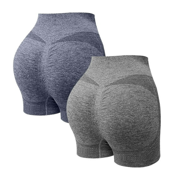 LEBONYARD Womens Yoga Pants Plus Size,2PC Women's Comfortable Sports Pants Fitness Shorts High Waisted and Breathable Tight Pants Drying Yoga Pants Gray M