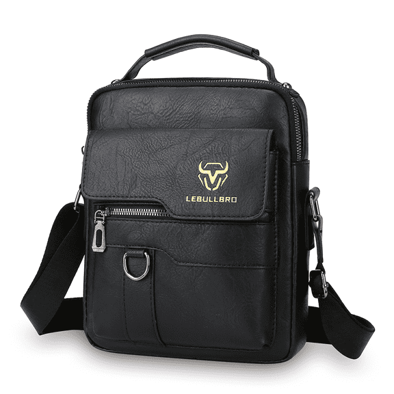 LEBULLBRO Men Shoulder Bag Crossbody Bags Leather Sling Bag Messenger Bags with Multiple Pockets Business Outdoor