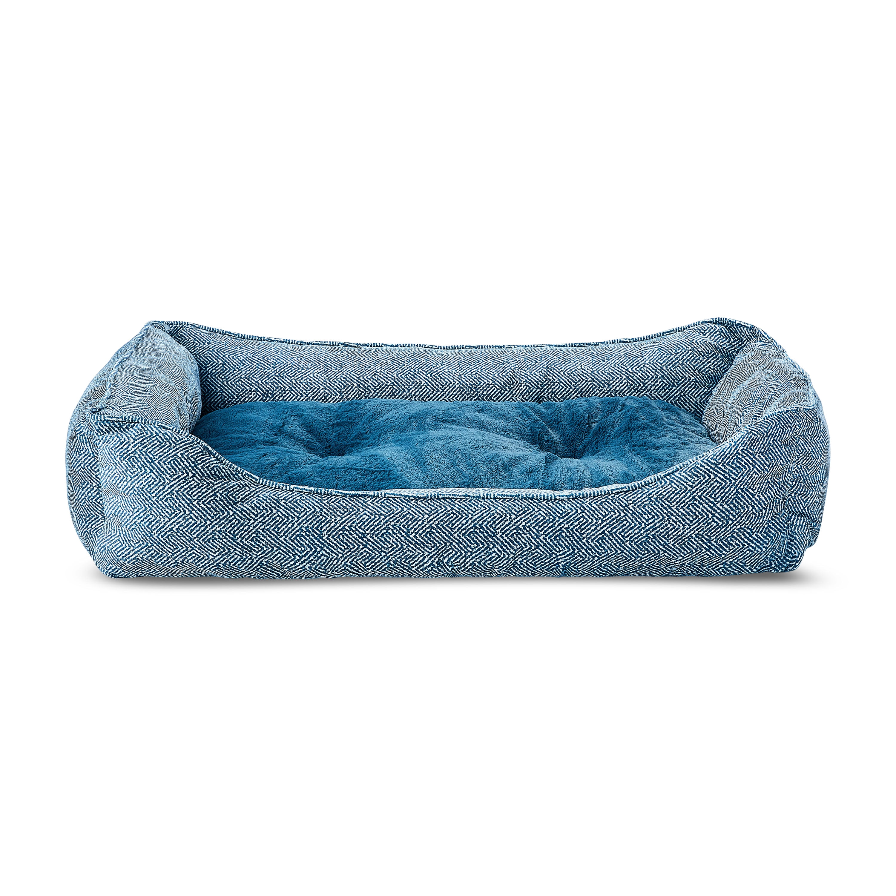 Vibrant Life Large Flannel Waffle Texture Bolster Cat or Dog Bed, Blue, 27" x 36"