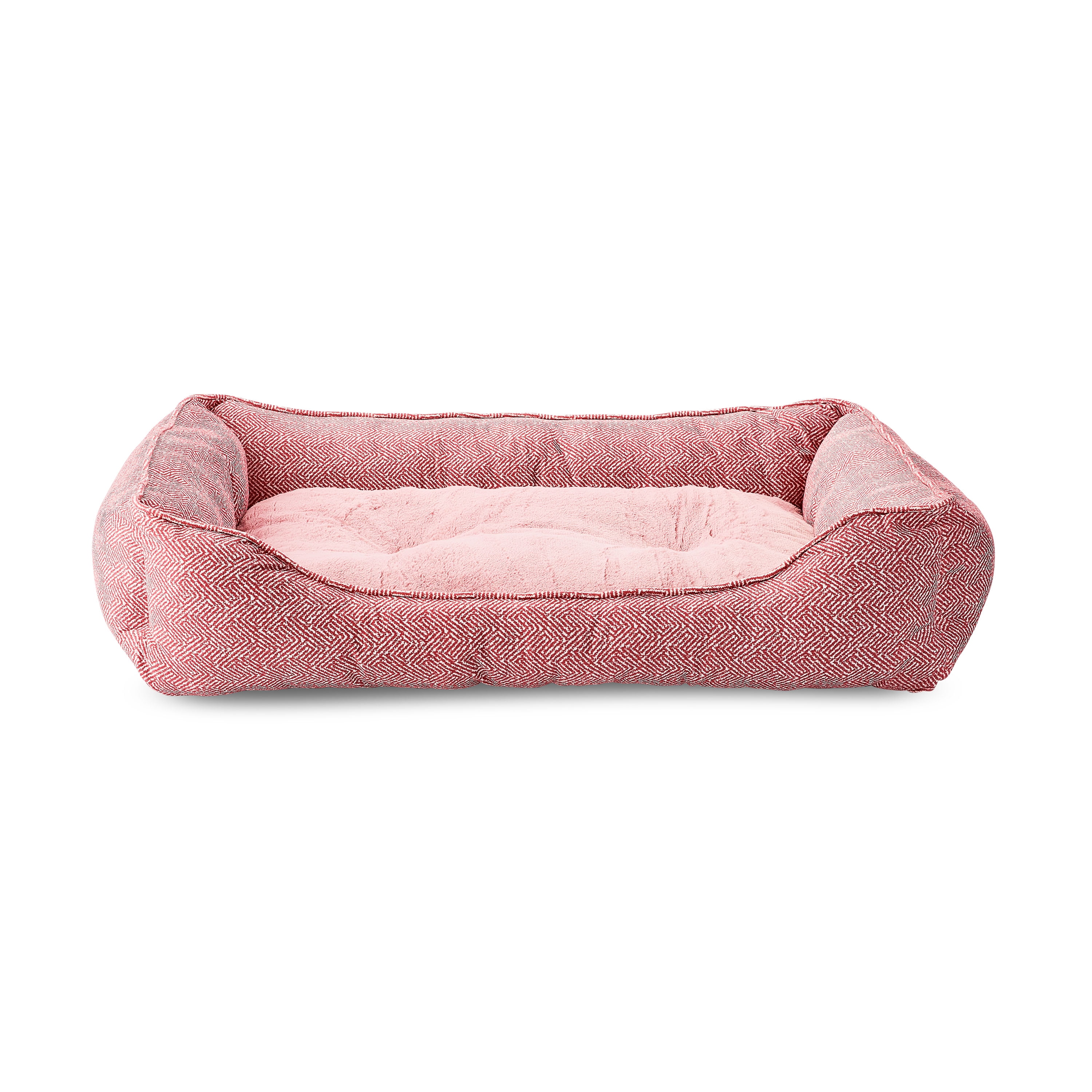 Vibrant Life Large Flannel Waffle Texture Bolster Cat or Dog Bed, Pink, 27" x 36"